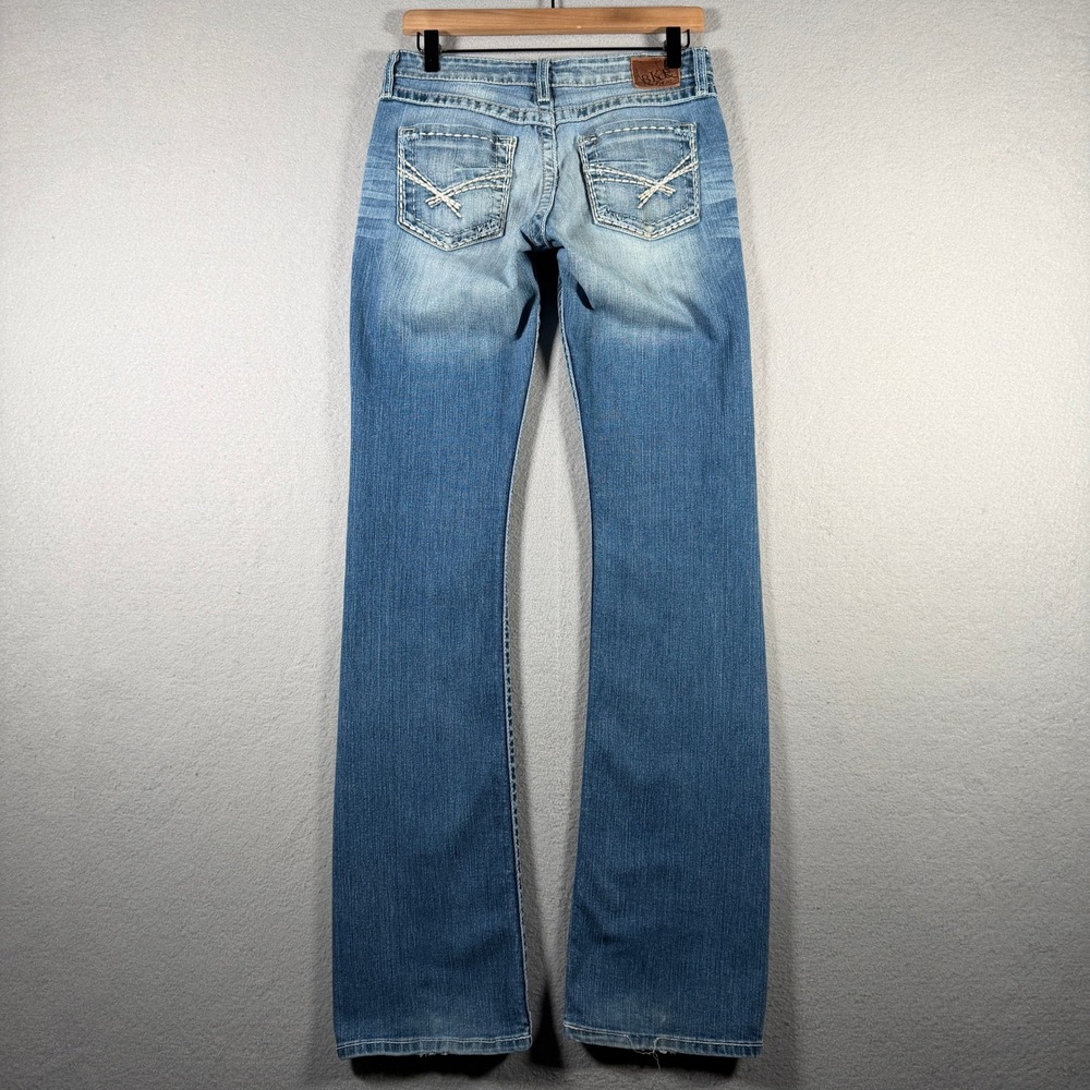 BKE Kate Bootcut Jeans Womens 28x35.5 Medium Wash Contrast Stitch Stretch Denim - Picture 2 of 16
